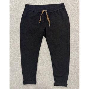 Brunello Cucinelli 100% Cashmere Cropped Lounge Pants Silk Trim Charcoal Gray XL